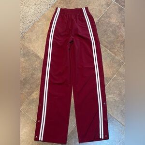 Kids Burgundy Track Pants with White Side Stripes